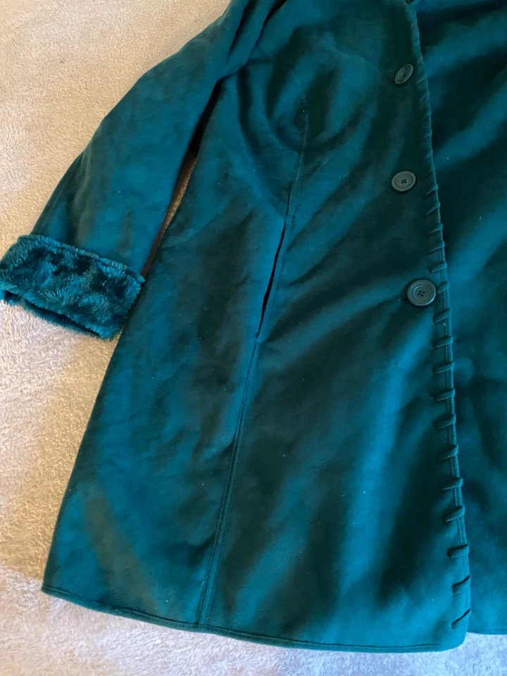 Denim & Co Verde Imitación Gamuza y Piel Whipstitch Mujer 2XL QVC Chaqueta Abrigo Capa Foto 2 de 4