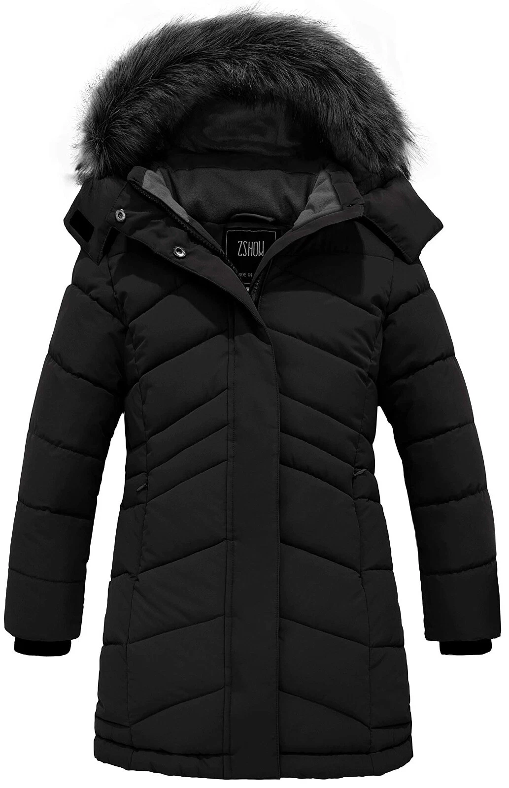 ZSHOW Girls' Winter Coat Water Resistant Long Parka Warm Hooded Puffer Jacket