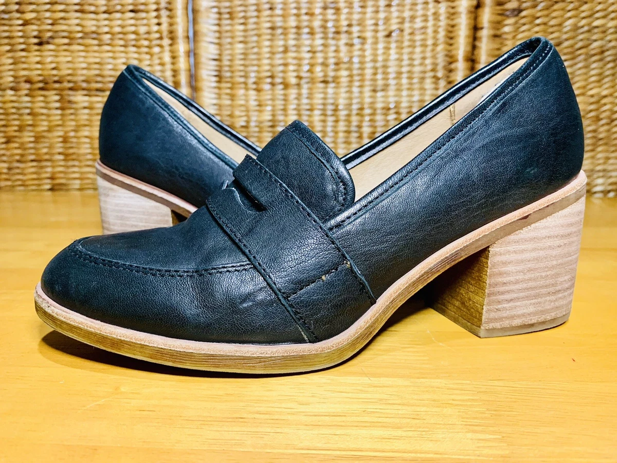 Sofft Sophia Black Heeled Loafers Pumps Wedges Stacked Womenu0026#039;s Shoes  Size 8.5M | eBay