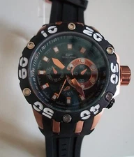 Men's Black & Rose Gold Finish Silicone Band Fashion Casual Hip Hop Watch