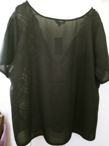 Simply Be schwarz-weiße Bluse mit Reißverschluss Größe 20 neu mit Etikett 27 Zoll X 27 Zoll - Bild 3 von 5