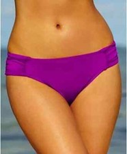 La Blanca E2244 Orchid Island Goddess Shirred Hipster Bikini Bottoms Size 10