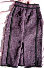 Org. VINTAGE 70s maxi skirt 140 girly traditional wool mohair burgundy excellent 