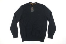 HUGO BOSS ASAC C BLACK LARGE EBROIDERED PULLOVER SWEATER MENS DEFECT