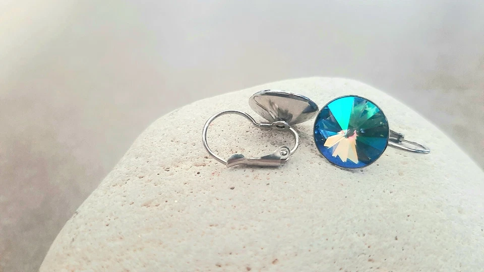 Pendientes colgantes Paradise Shine Crystal Rivoli acero inoxidable joyería de cumpleaños  Foto 2 de 4