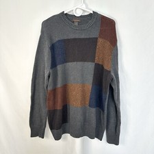 Dockers Sweater Pullover Crewneck Geometric Pattern Mens Size Large Gray