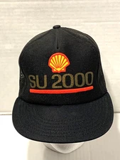 Rare! Vintage Shell SU 2000 Gasoline Black Mesh Snapback Hat NEW