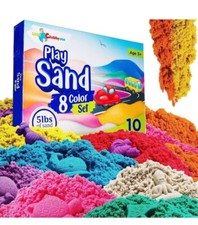 LITTLE CHUBBY ONE 8 Color Kids Play Sand Set 5 Lbs of Sand 10 Molds Non-Toxic