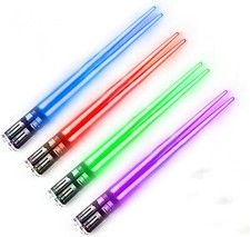 Led Lightsaber Chopsticks Set 4 Pairs Colorful Light Up Sushi Noodle Utensils