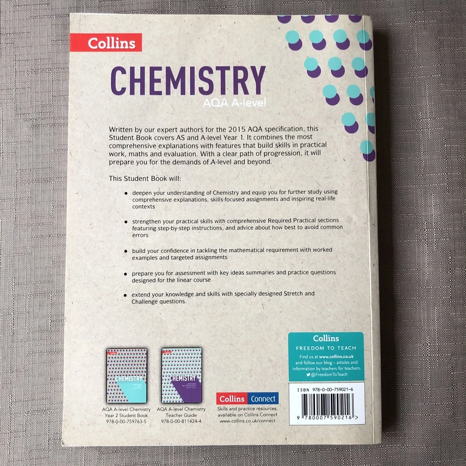 AQA CHEMISTRY A-Level Year 1 & AS Student Book Exam Revision Collins 2015 - Image 2 of 4