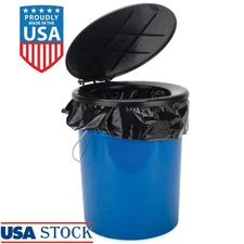 Portable Toilet Bucket W/ Seat Lid Lightweight Easy Cleanup Camping Hunting New
