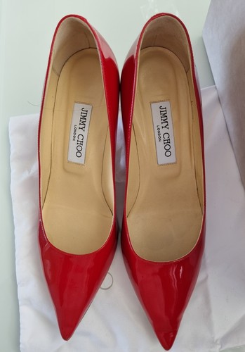 Ladies Jimmy Choo Aza Pumps , Patent Red, Eur 38.5 50mm Heel UK 5.5 - Picture 4 of 11