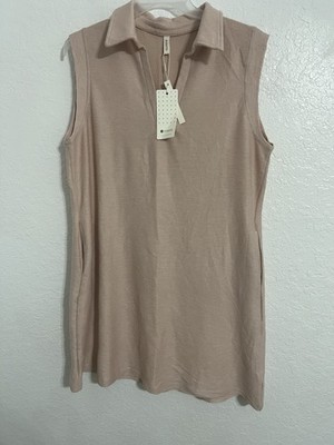 Evaless Women Beige Sleeveess Midi Dress With Pockets Size 2X #94 NWT
