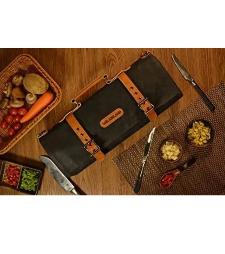 14-Pockets Knife roll, Leather knife roll, Knife roll canvas, Knife bag holders
