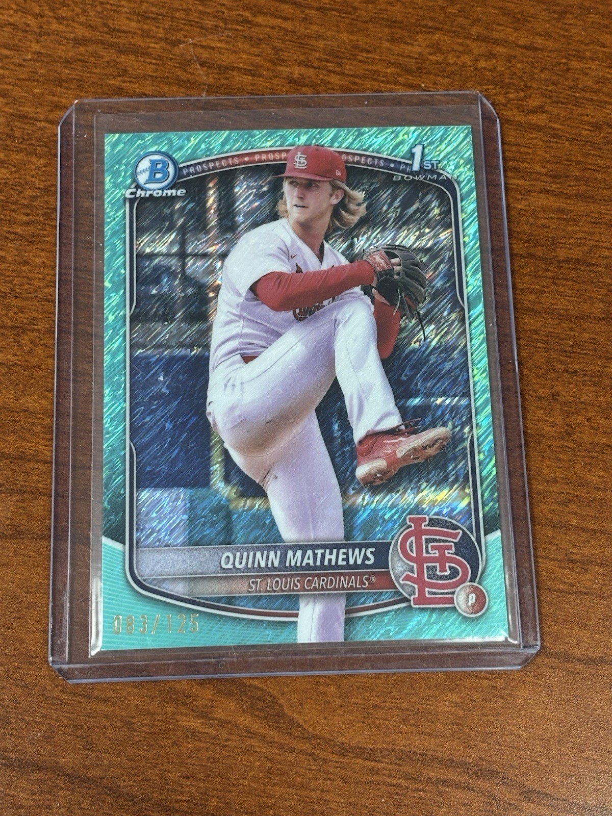 2025 Bowman - Chrome Quinn Mathews 1st #BCP-25 Aqua Shimmer Refractor /125