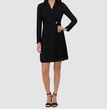 Vince Camuto Women's Black Pleated-Skirt Fit & Flare Blazer Dress Petite 0P