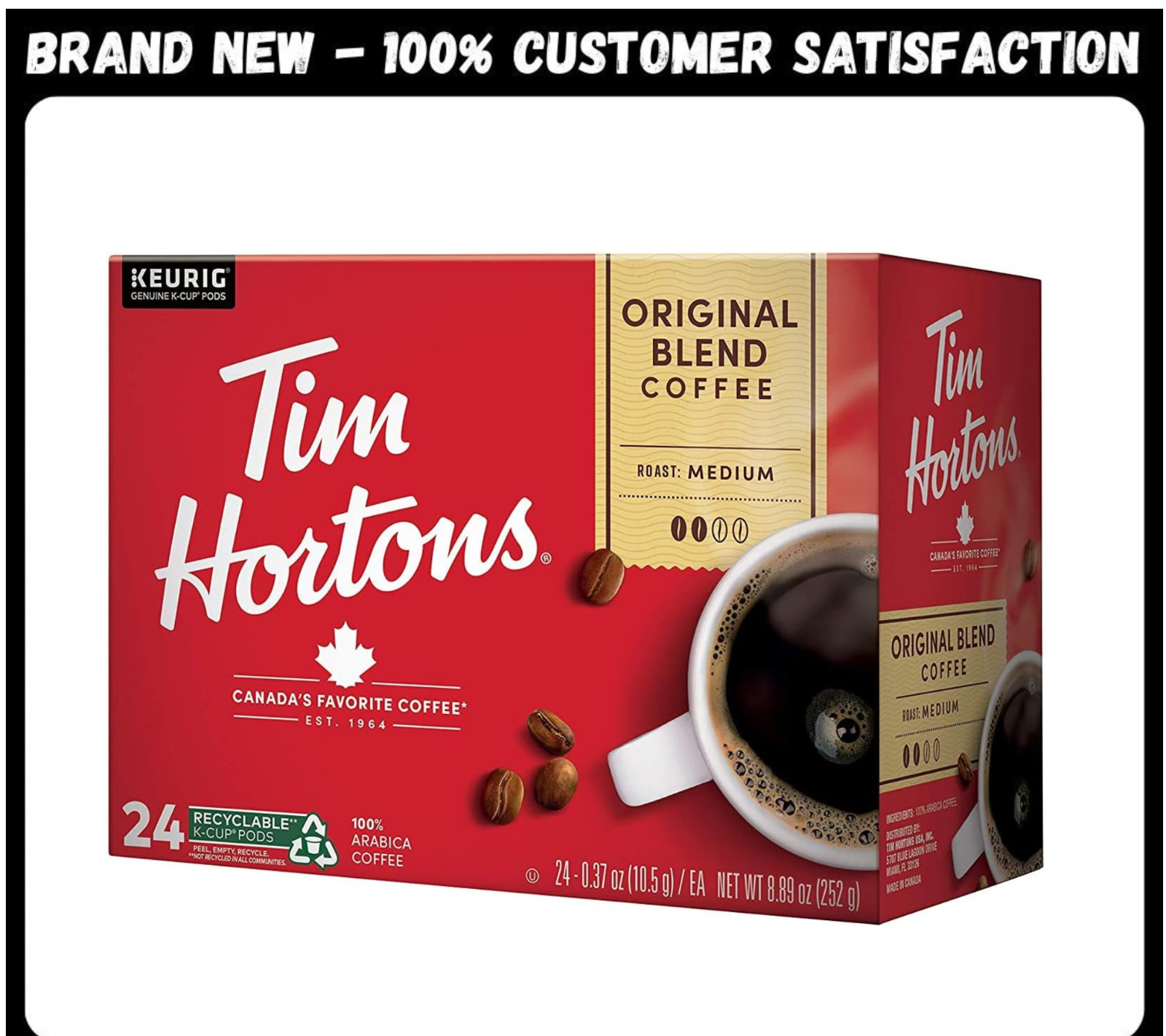 Tim Hortons Original Blend, Medium Roast Coffee, Single-Serve 24 Count