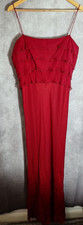 Vintage 100% Silk Slip Dress Sz 10 Burgundy Long Beaded Y2K 2000's Ruffle Fairy 