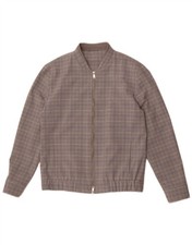 Primark Mens Bomber Jacket UK 38 Medium Grey Check Polyester HY25