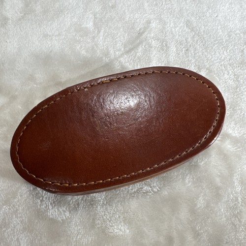 Custodia vintage anni 60 in pelle liscia colore marrone con cerniera per 2 pezzi. - Foto 4 di 5
