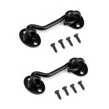 3 Privacy Hook and Eye Latch Easy Lock for Barn Door, 3 INCH-2PCS, Black