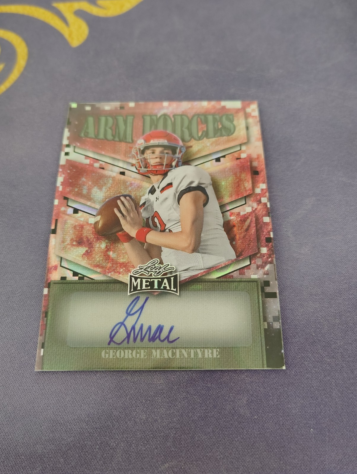 George MacIntyre 2025 Leaf Metal Arm Forces Red Super Prismatic 1/1 Autograph 