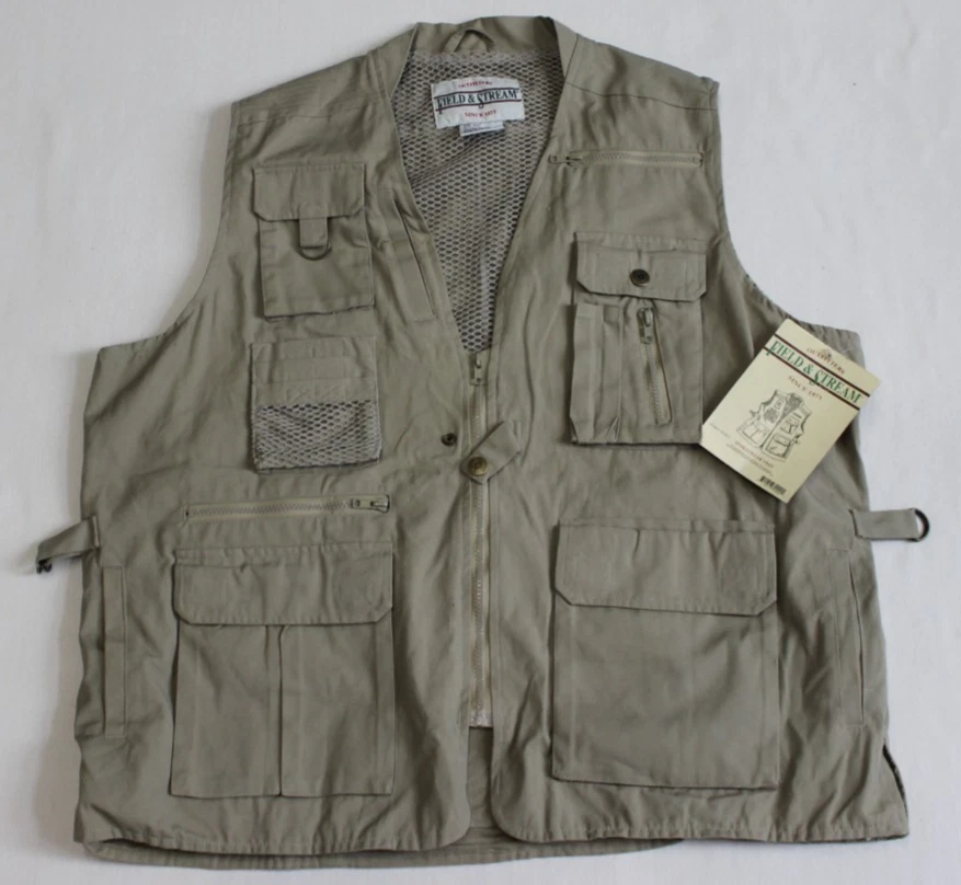 Gilet De Pêche Homme Field & SPR017 - Cargo, Léger, Multipoches - Olive/Tan, Taille XL