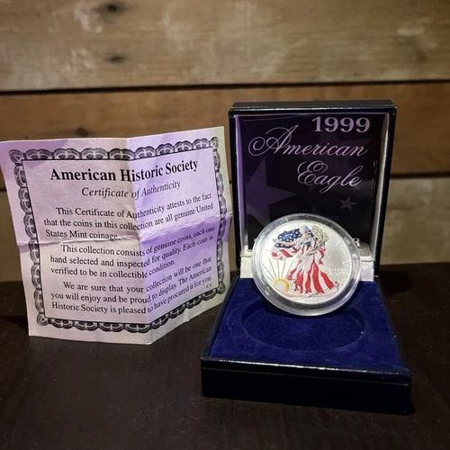 1999 Painted Colorized American Eagle Dollar 1 oz. Fine Silver, Just Beautiful