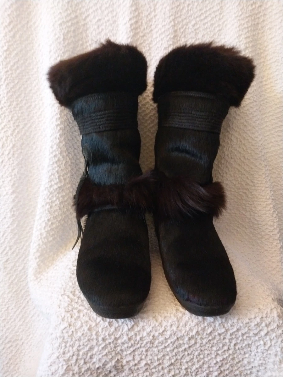 Bottes De Ski Tecnica Real Fur Skandia Après-ski Femme Taille 39 (US 8) - Noir - Occasion Très Bon état - Fabriqué En Italie