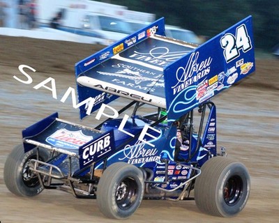 RICO ABREU #24 ABREU VINEYARDS SPRINT CAR RACING ON TRACK 8X10 GLOSSY PHOTO #7E7