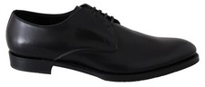 Dolce&Gabbana SARTORIA Men Black Derby Shoes Leather Solid Flat Low Heel Booties