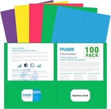 Two Pocket Folders, Paper Folders with Pockets, 100 Pack, 5 Colors