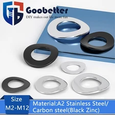 Curved Wave Washer Wavey Washers A2 Stainless Steel/Black Zinc M2 M2.5 M3-M12