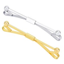 2 Pcs Gold and Silver Tie Clip Collar Bar Pin Set for Men, Metal Shirt Collar Ho