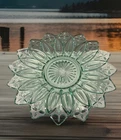 Vintage Federal Glass Co Light Teal Starburst Glass Petal Sandwich Plate Platter