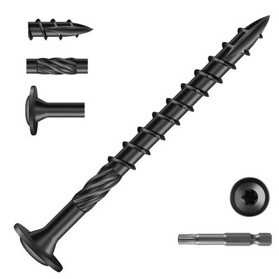 Holzschrauben, Tellerkopf, Torx, Schwarz, 6,3x75mm, 50 Stück, Konstruktionssc...