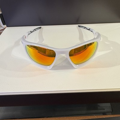 Oakley Lateralis Wrap Sunglasses White Plastic Frame Red Mirrored