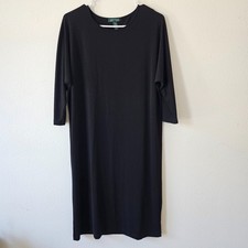 Lauren Ralph Lauren Women’s Black Dress M 3/4 Sleeve Stretch Pullover Minimalist