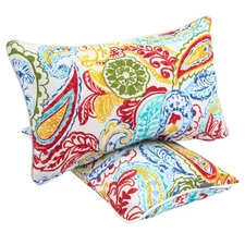 Waterproof Outdoor Lumbar Pillow Covers Set of 2,Home Decor for Garden Patio ...