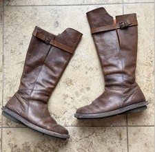 Trippen Crusader Tall Boots Brown Leather Zip Up Size Eu 39.5 Uk 6.5