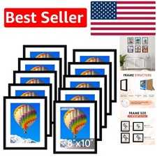 Stylish 8x10 Black Frames Set of 10 with Easy Mounting - Cherish Your Memories