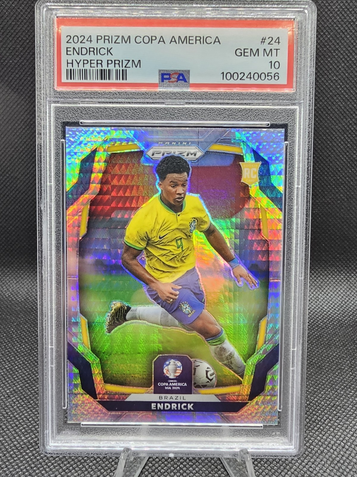 2024 Panini Prizm Copa America Endrick Hyper Prizm #24 Rookie RC - Brazil PSA 10