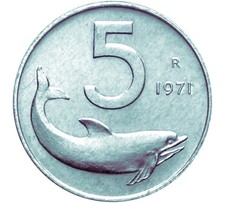 Republic - Lire 5 Dolphin from 1971 to 1994 BU from Roll Treasury State