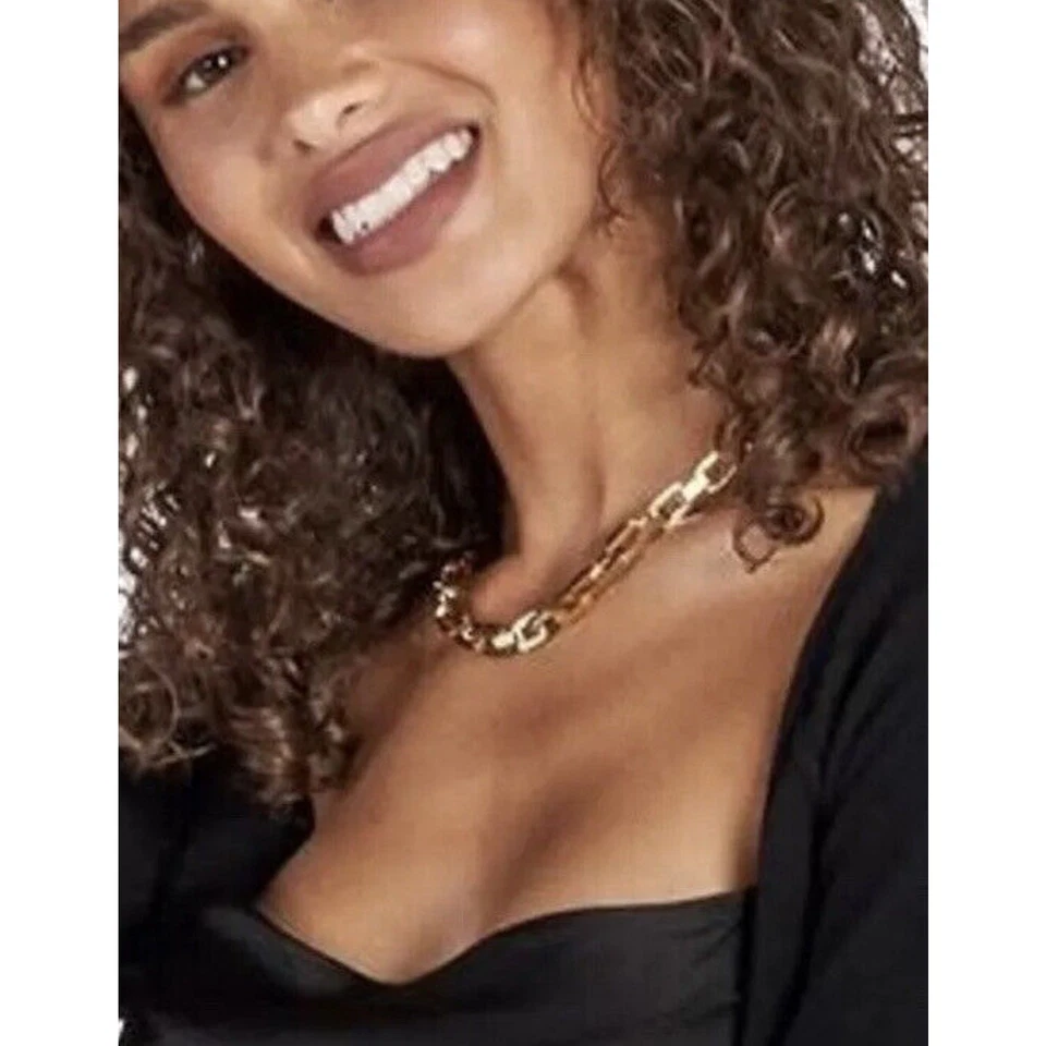 Eddie Borgo Chapado en Oro 12K Supra Eslabón Pulido Collar Cadena Collar Nuevo Foto 3 de 4