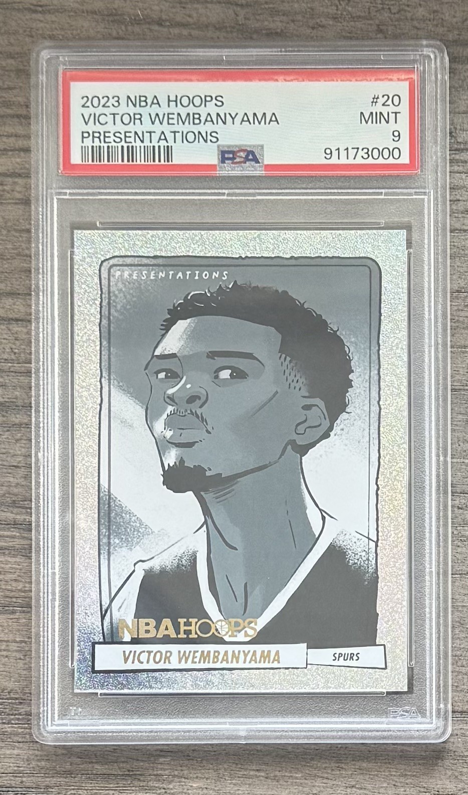 Victor Wembanyama 2023-24 Panini NBA Hoops #20 ROOKIE Presentations SSP PSA 9