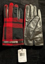 COACH NWT Women Mount Plaid Gloves Black Multi Size 8 MFSRP 165