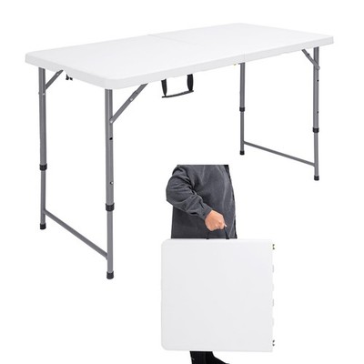 4FT Folding Table Adjustable Height, Folding Card Table 4 Foot Portable, Plas...