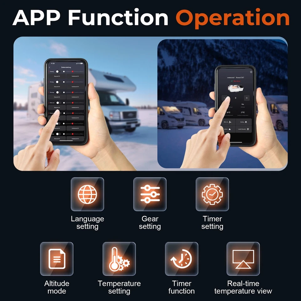 Diesel Air Heater bluetooth All-in-one 12V 24V 8KW LCD Remote Control For Car RV - Image 4 of 4