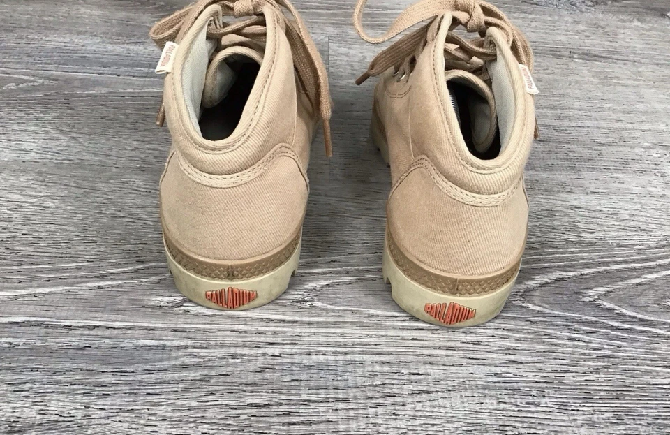 Botas Paladio Mujer Talla 8.5 Marrón Tostado Con Cordones Parte Superior Alta Lona Zapatos Bota Foto 3 de 4