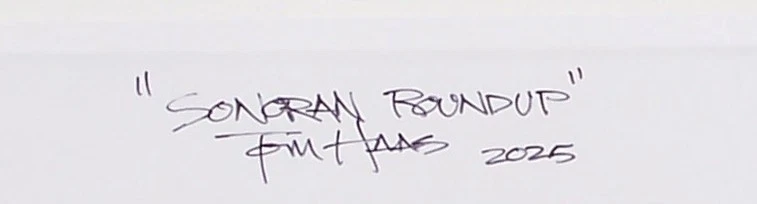 Pintura TOM HAAS 'Sonoran Roundup' óleo 12x16 Arizona desierto vaqueros saguaro Foto 2 de 2